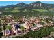 Scenic aerial view showcasing the cityscape and stadium, set against a backdrop of majestic mountains at 3161 Madison Ave # R313, Boulder, CO 80303