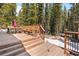 Enjoy this outdoor deck with wood railing, offering space for relaxing and entertaining surrounded by nature at 400 Upper Forest Rd, Idaho Springs, CO 80452
