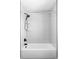 Clean bathroom with a white subway tile shower and black fixtures at 3927 N Cook St, Denver, CO 80205