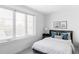 Bright bedroom with large windows, comfortable bed, and elegant side table at 3927 N Cook St, Denver, CO 80205