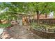 Charming backyard with stone patio, garden beds, lush trees, and string lights at 2253 N Williams St, Denver, CO 80205