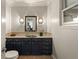 Charming powder room with unique vanity and lighting fixtures at 6128 S Coventry E Ln, Littleton, CO 80123