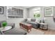 Bright living room featuring a modern sofa, stylish coffee table, and natural light from large windows with blinds at 2845 Eaton St, Wheat Ridge, CO 80214