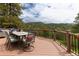 Outdoor deck area features wood flooring, views of the surrounding landscape, and patio furniture for entertaining at 1952 Columbine Ct, Golden, CO 80401