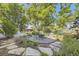 Serene backyard setting featuring a fire pit and outdoor seating surrounded by mature trees at 6483 S Prince St, Littleton, CO 80120