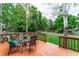Inviting outdoor deck with a dining set, perfect for enjoying meals amidst the serene backdrop of lush green trees at 2204 Lasalle St, Superior, CO 80027