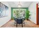 A dining room with a glass table, modern chairs, and a large city print at 7548 S Crocker Ct, Littleton, CO 80120