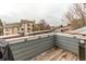View from balcony with wood floors and a railing, overlooking nearby buildings and parking at 8500 E Jefferson Ave # 7B, Denver, CO 80237