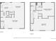 Floorplans: First floor featuring living room, kitchen, and second floor featuring primary bedroom at 12407 E Louisiana Ave, Aurora, CO 80012
