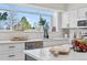 Bright kitchen showcasing a large window, white countertops, and modern fixtures at 3055 E 133Rd Cir, Thornton, CO 80241