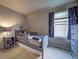 A bedroom featuring blue accents, a cozy bed, and ample natural light at 21682 E Stroll Ave, Parker, CO 80138