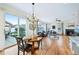Sunlit living room with wood floors, stylish furniture, fireplace, and sliding glass doors to the outdoor patio at 8645 Coors St, Arvada, CO 80005