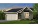 Craftsman style home with gray siding, white garage door, and landscaping at 16939 Black Rose Cir, Parker, CO 80134