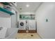 Bright laundry room featuring modern appliances and ample storage space at 14447 Madison St, Thornton, CO 80602