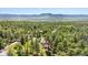 Scenic aerial view of a home nestled in a lush forest, with mountain views in the background at 18971 Shadowood Dr, Monument, CO 80132