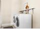 Laundry room featuring a modern washer and dryer set with a decoratively staged shelf above at 2801 N Garfield St, Denver, CO 80205