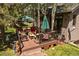 Charming outdoor deck with comfortable seating and peaceful wooded views at 31028 Big Bear Dr, Evergreen, CO 80439