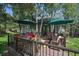 Inviting back deck with outdoor seating shaded by umbrellas at 31028 Big Bear Dr, Evergreen, CO 80439