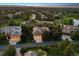 Aerial view of the property showcasing its location within a residential community surrounded by mature trees at 6279 Oxford Peak Pl, Castle Rock, CO 80108