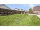 Well-maintained backyard with lush lawn and wood fence at 245 Homestead Way, Brighton, CO 80601