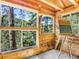 Inside a wood-paneled studio with a chalkboard, large windows, and a view of the trees at 24 Pine Valley Rd, Evergreen, CO 80439