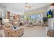 Open concept living room featuring large windows, neutral decor, and comfortable furnishings at 1051 Bramblewood Dr, Castle Pines, CO 80108