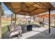 Back patio with covered seating, lounge furniture and grill at 13036 Clayton Ct, Thornton, CO 80241