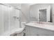 Modern bathroom with a glass-enclosed shower, sleek vanity, and contemporary fixtures at 1962 Canyonpoint Ln, Castle Pines, CO 80108