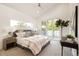 Bright main bedroom features a sliding glass door to a private balcony and modern decor at 2060 Eliot St, Denver, CO 80211