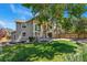 Spacious backyard with mature trees providing shade, a green lawn, and a privacy fence at 1774 Brookside Dr, Highlands Ranch, CO 80126