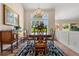 Open-concept dining room featuring hardwood floors, chandelier, and large windows at 10 Oakmont Ln, Littleton, CO 80127