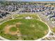 Great aerial view of a neighborhood with a well-maintained community park at 24447 E Ada Ave, Aurora, CO 80018
