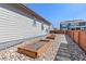 Landscaped backyard featuring garden beds, gravel, and a wooden fence at 24447 E Ada Ave, Aurora, CO 80018