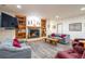 Inviting living room featuring a fireplace, built-in shelves, and comfortable seating arrangement at 4405 Fairway Ln, Broomfield, CO 80023