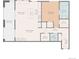 Detailed floor plan showcasing the layout of the apartment with dimensions for each room and balcony at 3420 W 32Nd Ave # 203, Denver, CO 80211