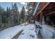 Secluded cabin exterior with snowy landscape and forest views at 5925 Herzman Dr, Evergreen, CO 80439