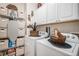 Bright laundry room with washer, dryer and storage at 7865 Vallagio Ln # 308, Englewood, CO 80112