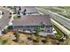 Aerial view of backyard with patio, landscaping, and privacy fence and a large roof at 21102 E Stanford Dr, Aurora, CO 80015