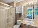 Clean bathroom featuring a walk-in shower and neutral color scheme at 21351 E Williamette Pl, Centennial, CO 80015