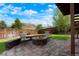 Charming backyard with brick fire pit and outdoor seating perfect for entertaining at 737 Novick Ct, Castle Rock, CO 80109