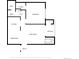 Detailed floor plan showcasing the layout of the home, including the bedroom, living room, and kitchen at 539 Wright St # 203, Lakewood, CO 80228