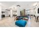 Spacious, tiled lobby boasts comfortable seating, contemporary lighting, and city views at 1020 15Th St # 42C, Denver, CO 80202