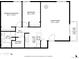 Floor plan showing the layout of the primary bedroom, second bedroom, living room, and kitchen at 5995 W Hampden Ave # 17C, Denver, CO 80227