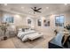 Large bedroom with high ceiling, ceiling fan, and large windows at 760 Jersey St, Denver, CO 80220