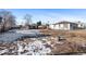 Large backyard with some snow and a tree stump at 1227 S Patton Ct, Denver, CO 80219