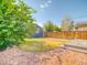 Fenced backyard with green grass, stone patio at 541 Fox St, Denver, CO 80204