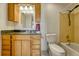 Bathroom with shower, toilet and vanity at 2134 S Scranton Way, Aurora, CO 80014