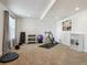 Basement gym with exercise equipment, including weights, a bike, and plenty of open space for workouts at 3309 Springbriar Dr, Castle Rock, CO 80109