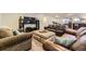 Basement living room with sectional sofas, recessed lighting, and neutral wall and floor colors at 3477 New Haven Cir, Castle Rock, CO 80109