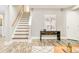 Basement stairs with wood flooring, white risers, and modern decor at 10063 Silver Maple Rd, Highlands Ranch, CO 80129